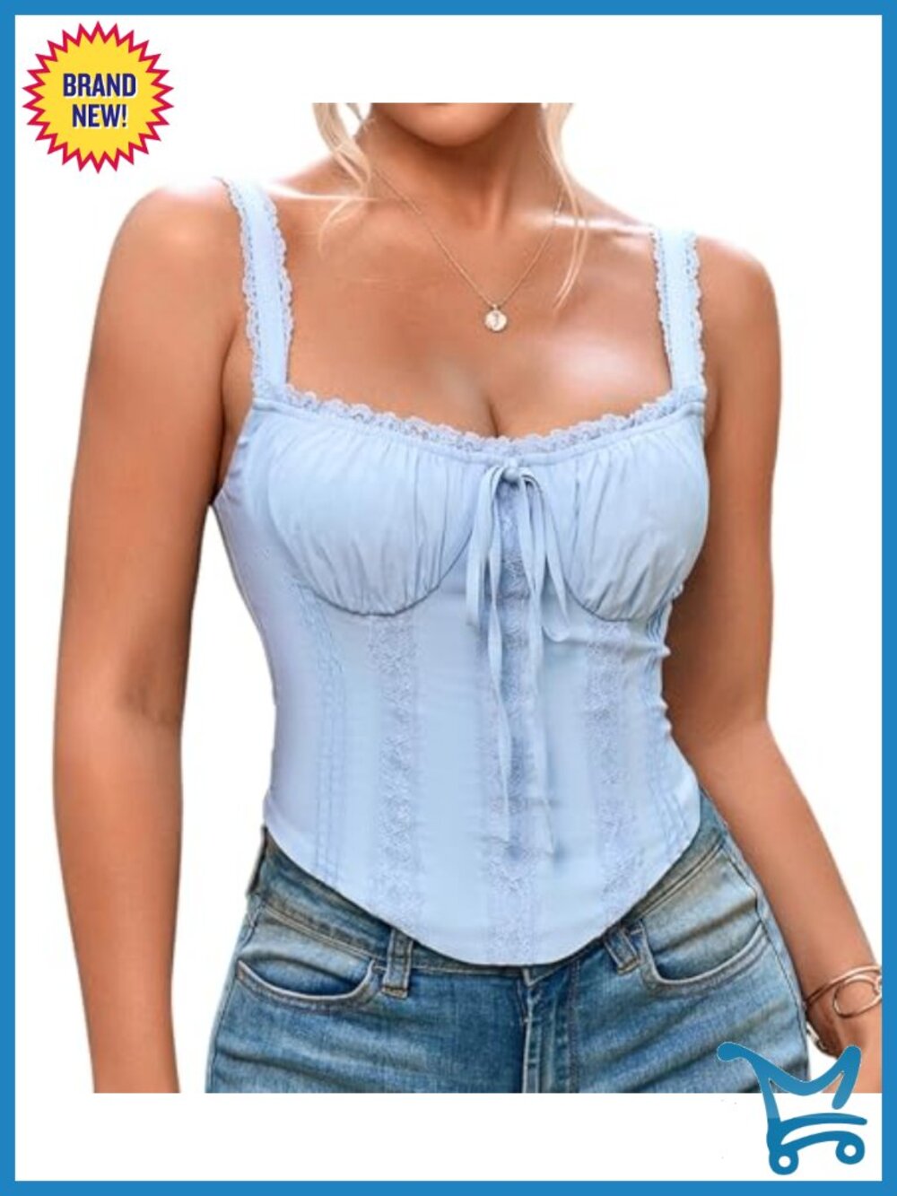 Lace Corset Top Y2K Bustier Square Neck Backless Tank for Women